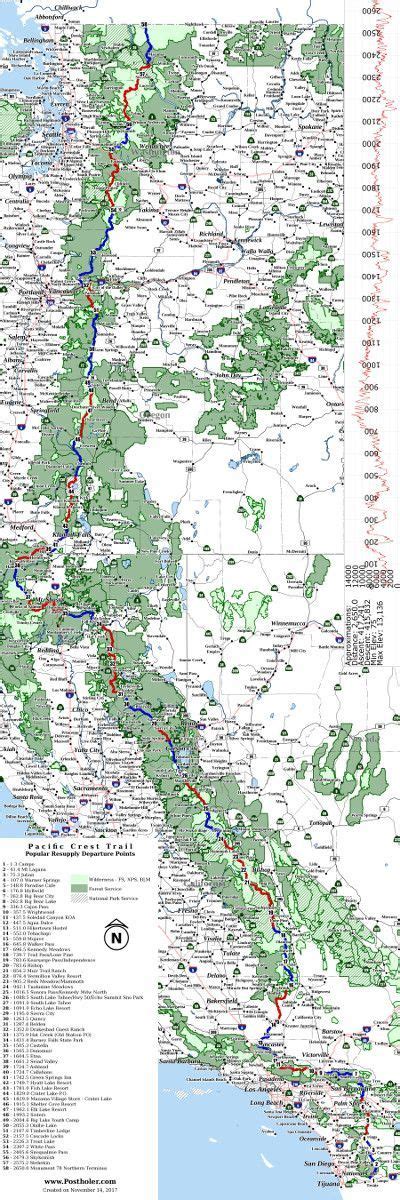 Pct Wall Map Backpacking Trails Hiking Trails Hiking Maps Pct Trail