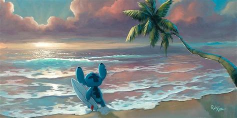 Waiting For Waves Disneys Stitch Surfing Surf Art Disney Artists