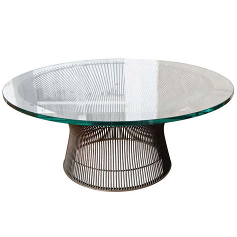 Glass top coffee tables are easy to clean using only a wash cloth and glass cleaner. Warren Platner Bronze Coffee Table Base with Glass Top for ...