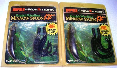 2 Vintage Rapala Lures Finnish Weedless Minnow Spoon Kits With Teasers
