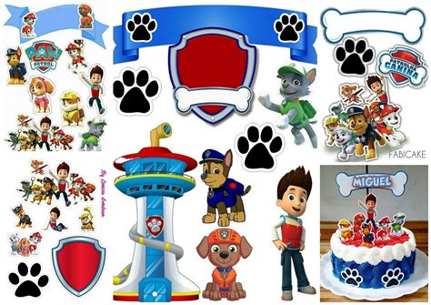 Paw patrol birthday cake candles party decoration. Fiesta de Paw Patrol o Patrulla Canina: Toppers para ...