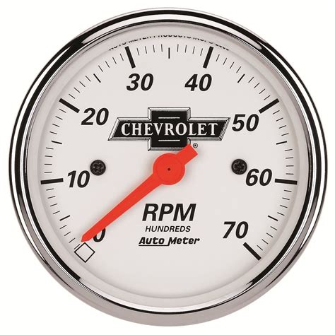 Autometer White 3 18in 0 7000 Rpm Chevrolet Heritage Bowtie Tachometer