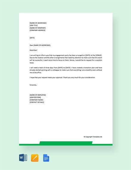 Vacation leave request letter samples and templates. 16+ Vacation Letter Templates - PDF, DOC | Free & Premium ...