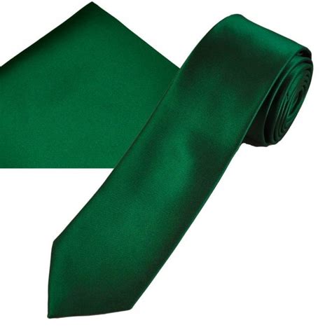 Plain Forest Green Men S Skinny Tie Pocket Square Handkerchief Set