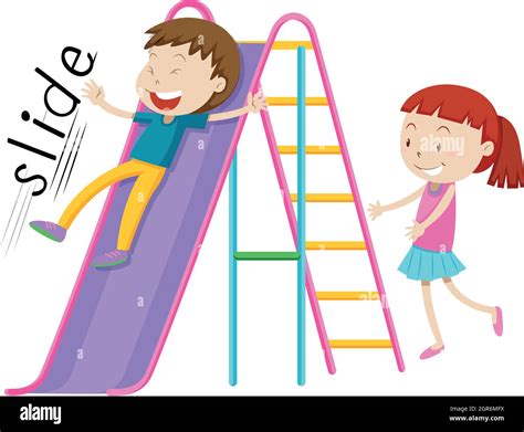 Children Playing On The Slide Stock Vector Image And Art Alamy