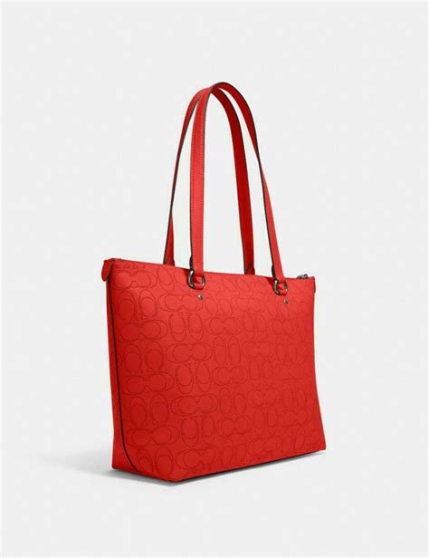 Coach Signature Zip Closure Multi Function Tote Handbag Miami Red