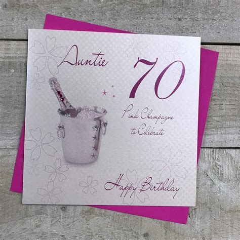 WHITE COTTON CARDS Pink Champagne Auntie Happy Handmade Th Birthday Card White WBA P A