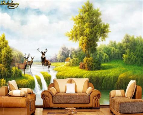 Beibehang Custom Photo Wallpaper Mural Hand Painted Forest Elk