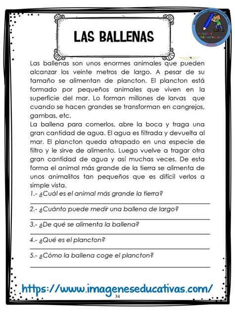 A Spanish Language Worksheet With The Words Las Ballenas And An Image Of A