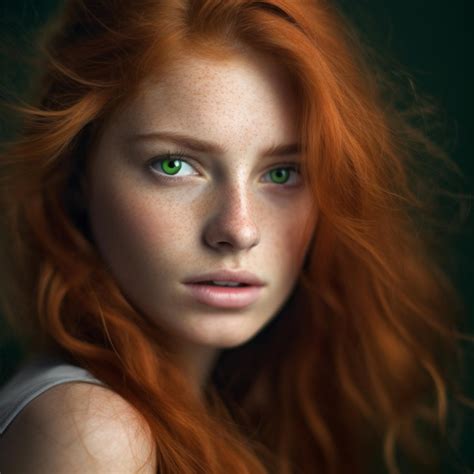 Premium Ai Image A Woman With Red Hair And Green Eyes