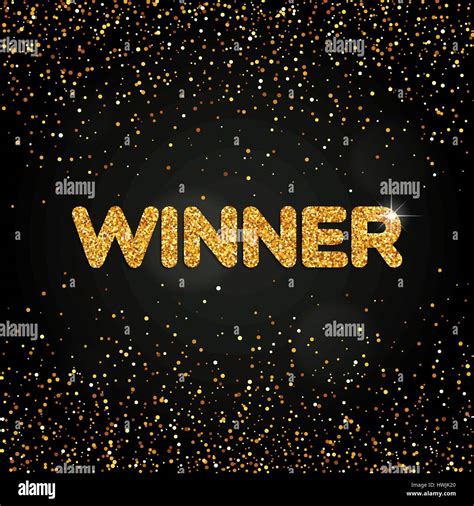 The Word Winner With Golden Round Confetti For Your Design Stock Vector