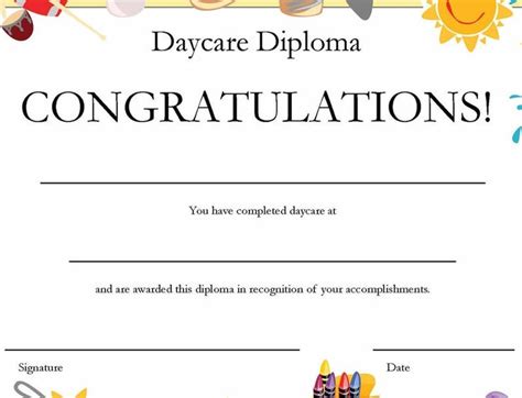 Diplomacertificate For Preschool Or Daycare Printable Pdf Etsy