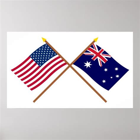 us and australia crossed flags poster au