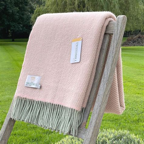 Cameo Pink And Ocean Throw From Tweedmill Blanket In Pure New Wool