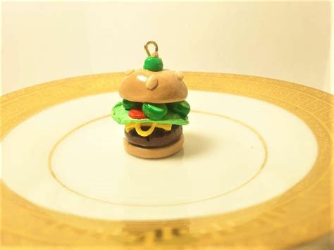 Mini Burger Charm Food Jewelry Polymer Clay Phone Charm Etsy