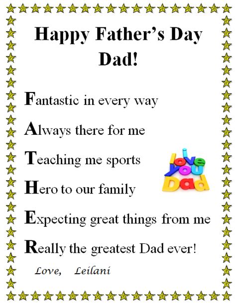 Some of these sonnets even have hidden messages in them to keep the audience interested in the. Happy Father's Day Acrostic | K-5 Computer Lab