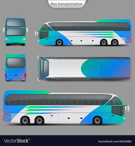 Realistic Coach Bus Mockup Back Top View Vector Image