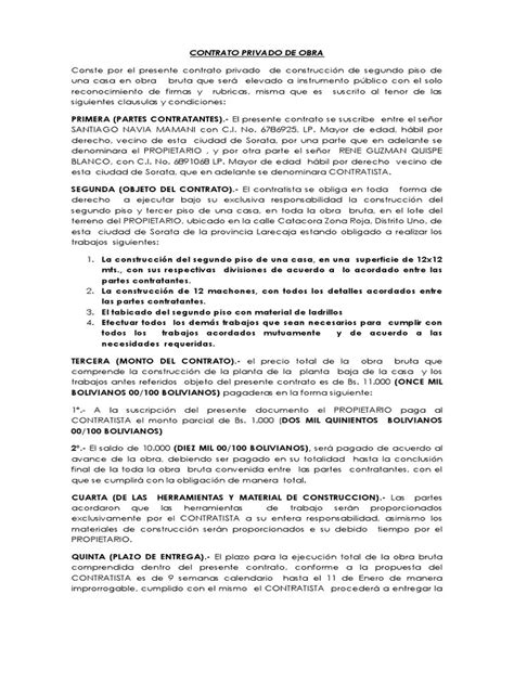 Modelo De Contrato De Obra Civil Con Aiu Financial Report