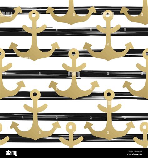 Seamless Pattern With Anchorsnautical Backgrounds With Gold Anchors