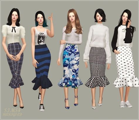 Mermaid Line Midi Skirt V1 Pattern At Marigold Sims 4
