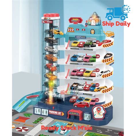 5 Levels Parking Lot Toy With 8 Cars And Lift Elevator Sound And Light