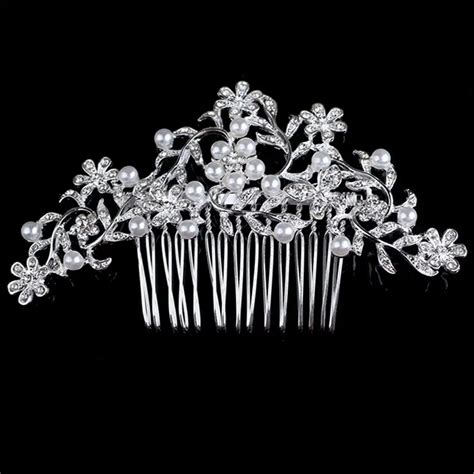 Crystal Rhinestone Wedding Flower Pearls Diamond Hair Clip Hair Comb