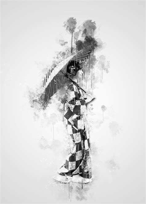 Japanese Girl Black White Poster By Cornel Vlad Displate
