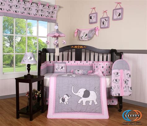 Pink And Grey Crib Bedding Sets For Baby Girls Nursery