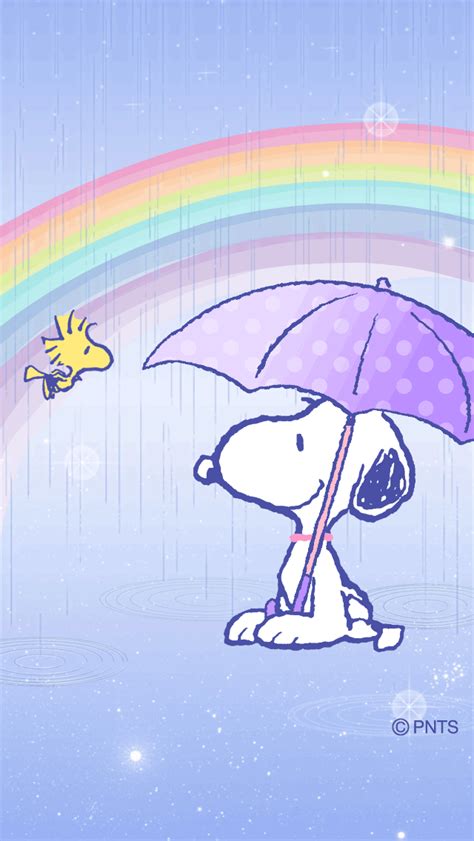 Snoopy A Lovely Rainbow After April Showers Woodstock Has A Great