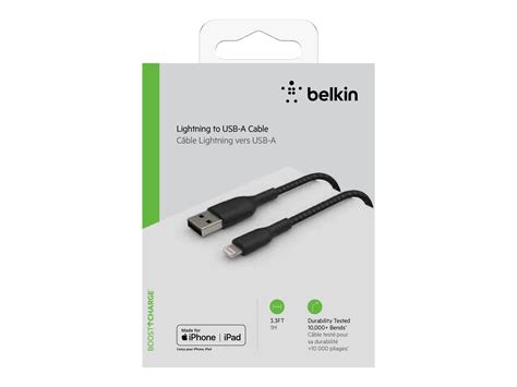 Belkin Lightning To Usb A Cable Braided 1m Zwart Caa002bt1mbk Dustinnl