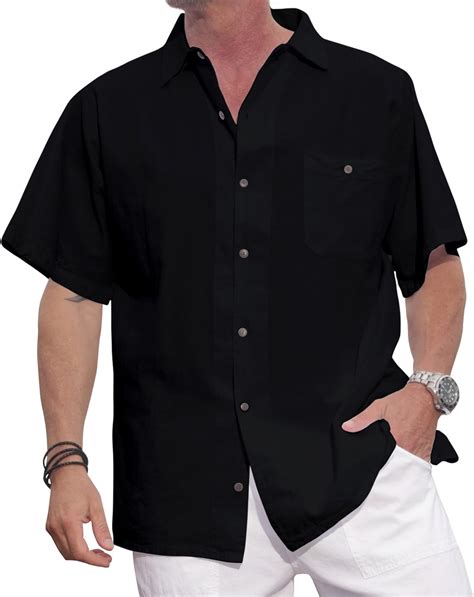 mandb usa cotton white short sleeve casual lightweight button down shirt medium black at amazon