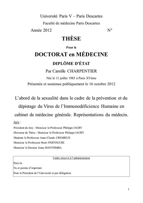 Exemple De These De Doctorat Titre De La Thèse C61