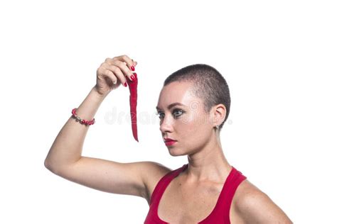 Woman With Chili Pepper Stock Image Image Of Female 33311917