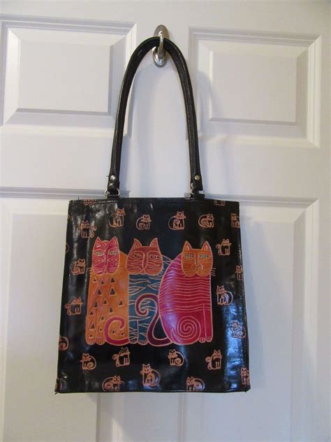 Nice Black Leather Lined Laurel Burch Leather Purse Or Tote Etsy