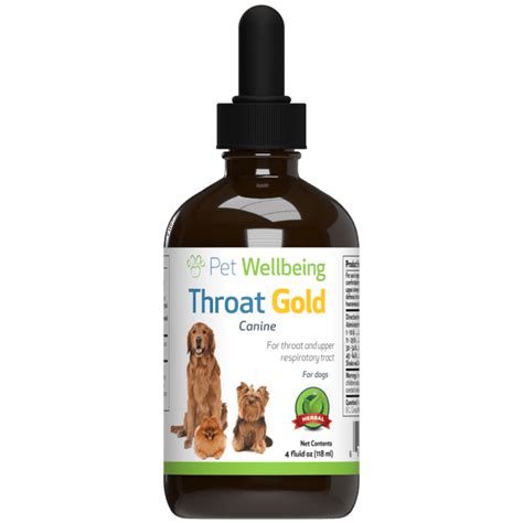 Pet Wellbeing Throat Gold For Dogs Natural Herbal Cough Throat And