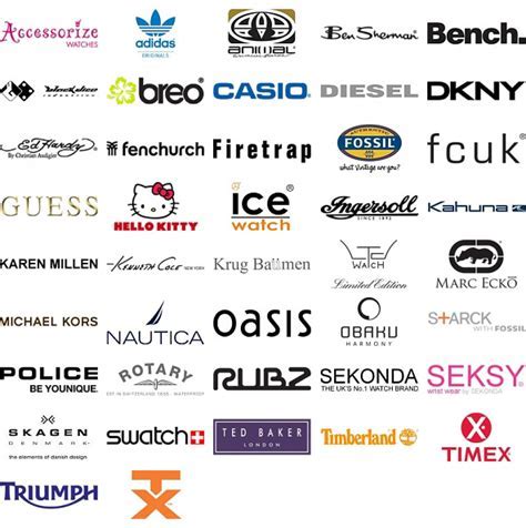 The marks are arranged alphabetically by manufacturer, so the country of origin is not clearly indicated. Italian watches brands Logos