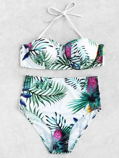 Jungle Print High Waist Bustier Bikini Set Trajes De Bikini Trajes