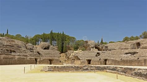 Roman Amphitheatre At Italica Roman City In The Province Of Hispania