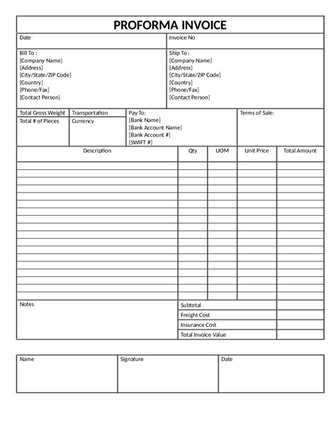 2024 Proforma Invoice Fillable Printable PDF Forms Handypdf