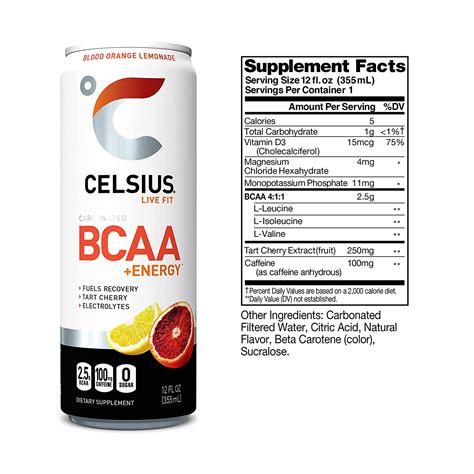 Celsius Bcaa Energy Sparkling Post Workout Recovery And Hydration Drink