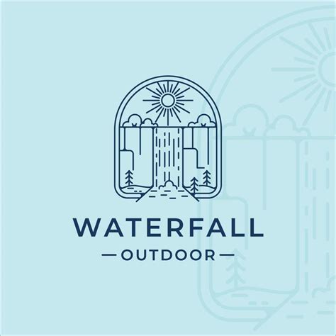 Waterfall Outdoor Logo Line Art Vector Illustration Template Icon