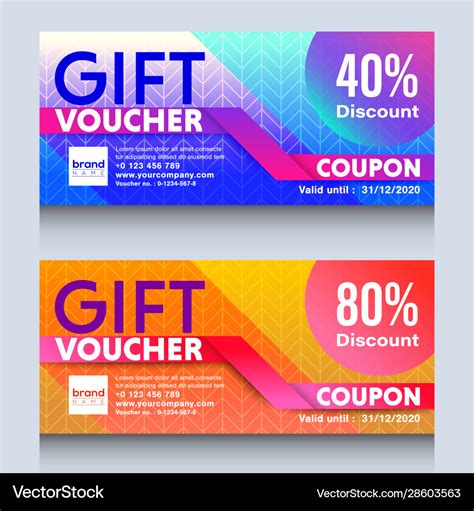 Colorful T Voucher Certificate Coupon Design Vector Image