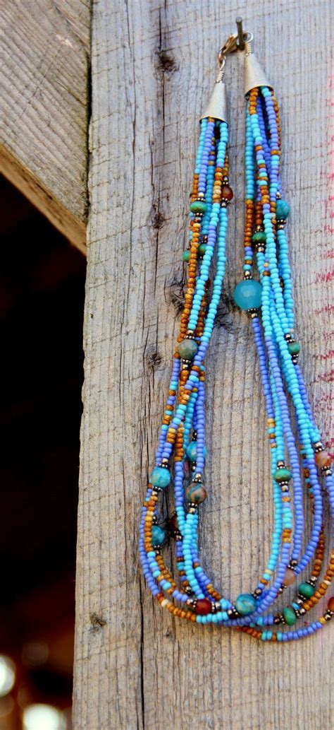 Turquoise Seed Bead Multiple Strand Necklace By Whiteliliedesigns 59