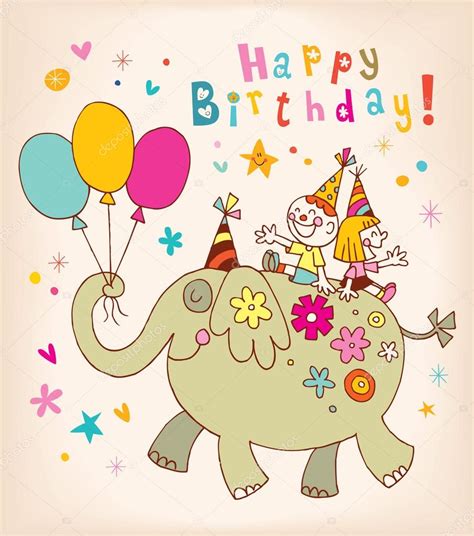 Happy Birthday Kids Greeting Card — Stock Vector © Aliasching 123817880