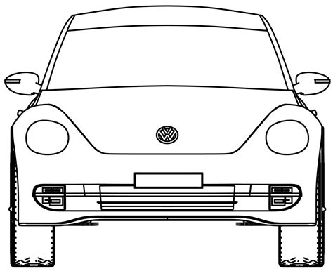 Vw Volkswagen Beetle Front View Coloring Page