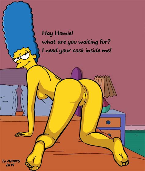 Rule 34 All Fours Caption English Text Fjm Marge Simpson Nude Female