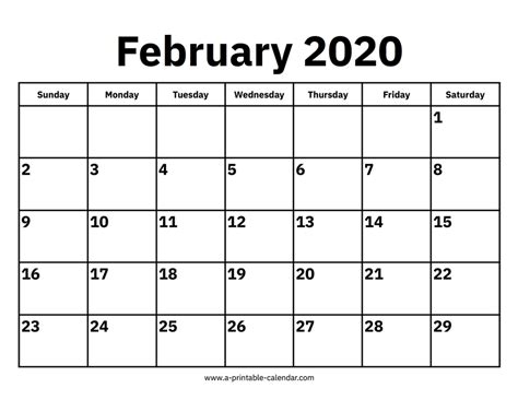 This themed printable calendar is free and ready to print and use. Printable Calendar For February 2020