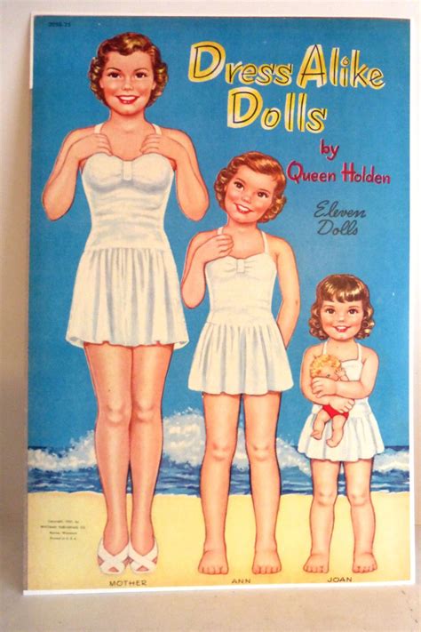 1951 Dress Alike Paper Dolls Book By Queen Holden Laser Cory Reproduction Uncut Paper Dolls