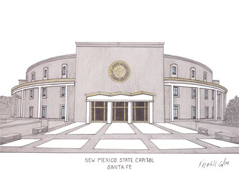 New mexico state capitol building. New Mexico State Capitol Drawing by Frederic Kohli
