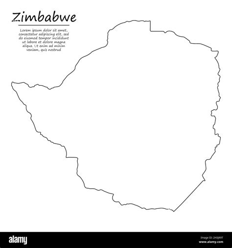 Simple Outline Map Of Zimbabwe Vector Silhouette In Sketch Line Style